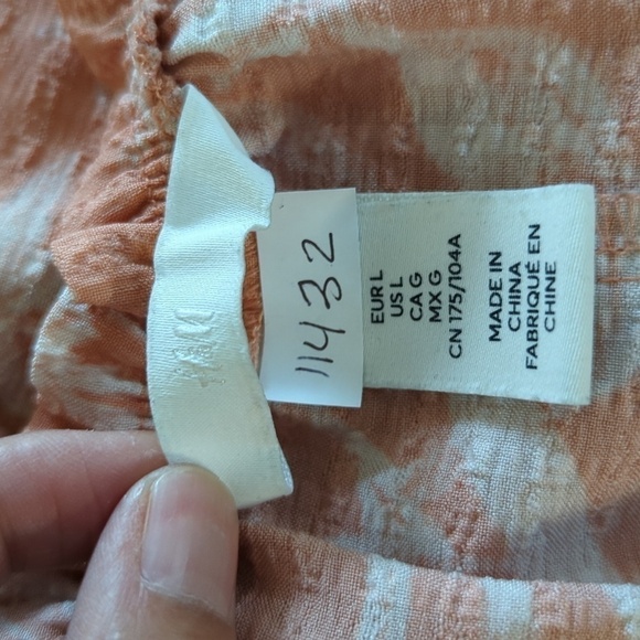 H&M Floral Square Neck Empire Puff Sleeve Dress Orange L cottagecore peasant - Picture 4 of 5